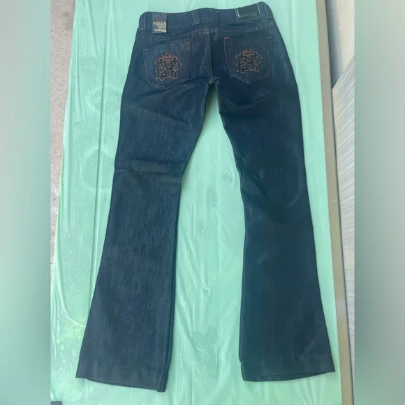 METALLIC BLUE SHINY JEANS BY EXPRESS MODEL STELLA NWT SIZE 0 - Picture 6 of 16
